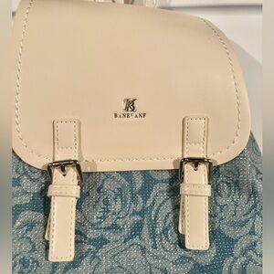 Cream and Blue Women's Bag with embedded crystals